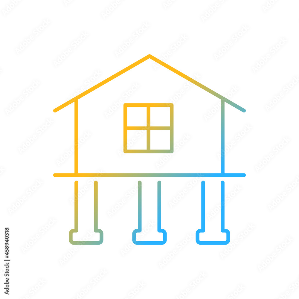 Strength and stability gradient linear vector icon. Buildings construction. Pile foundation. Adequate housing. Thin line color symbol. Modern style pictogram. Vector isolated outline drawing Strength and stability gradient linear vector icon. Buildings construction. Pile foundation. Adequate housing. Thin line color symbol. Modern style pictogram. Vector isolated outline drawing