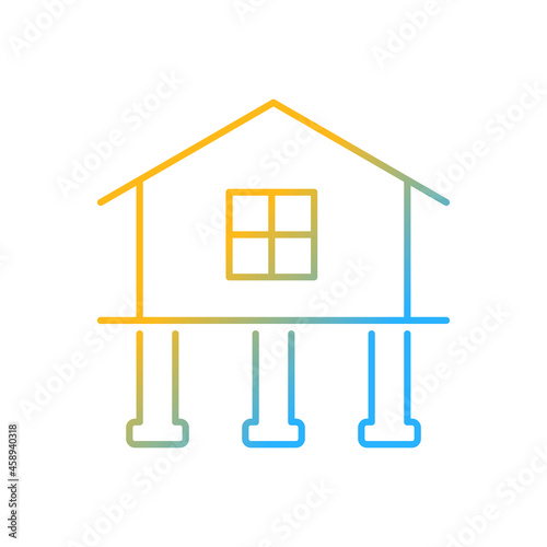 Strength and stability gradient linear vector icon. Buildings construction. Pile foundation. Adequate housing. Thin line color symbol. Modern style pictogram. Vector isolated outline drawing