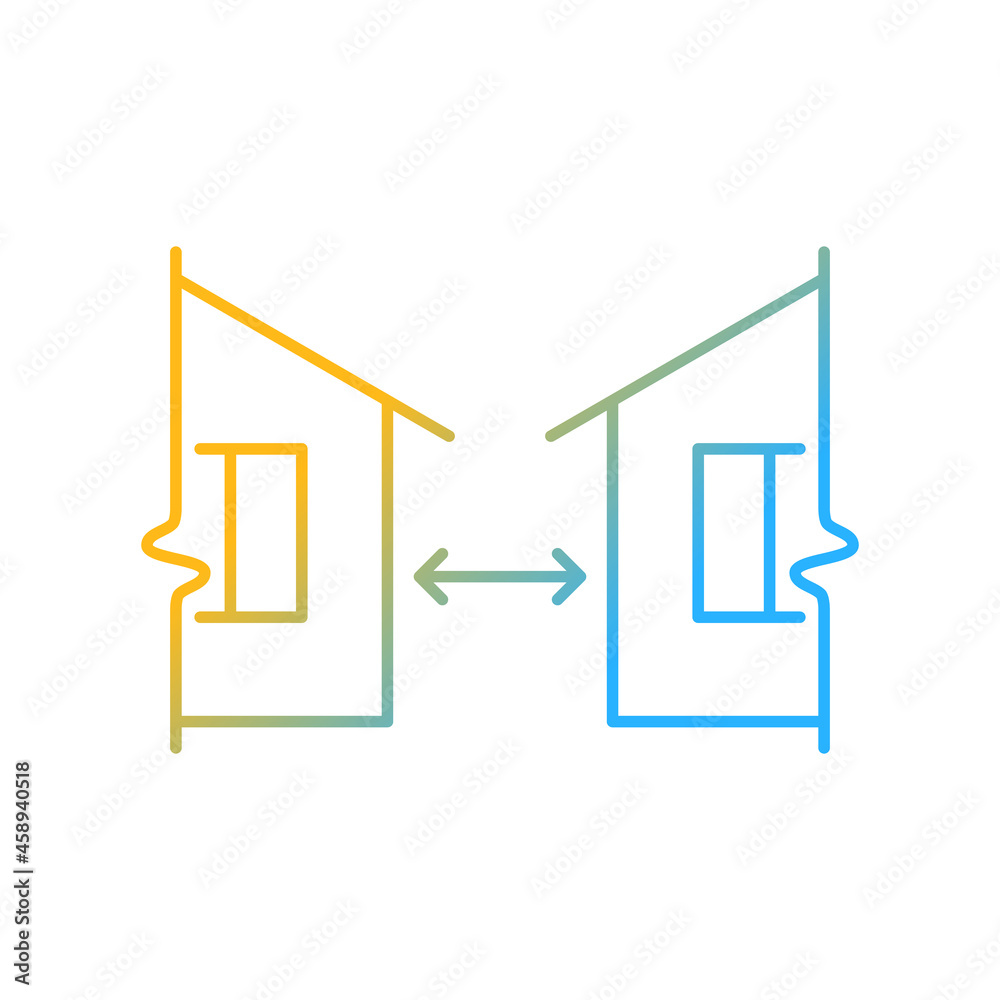 Minimum distance between buildings gradient linear vector icon