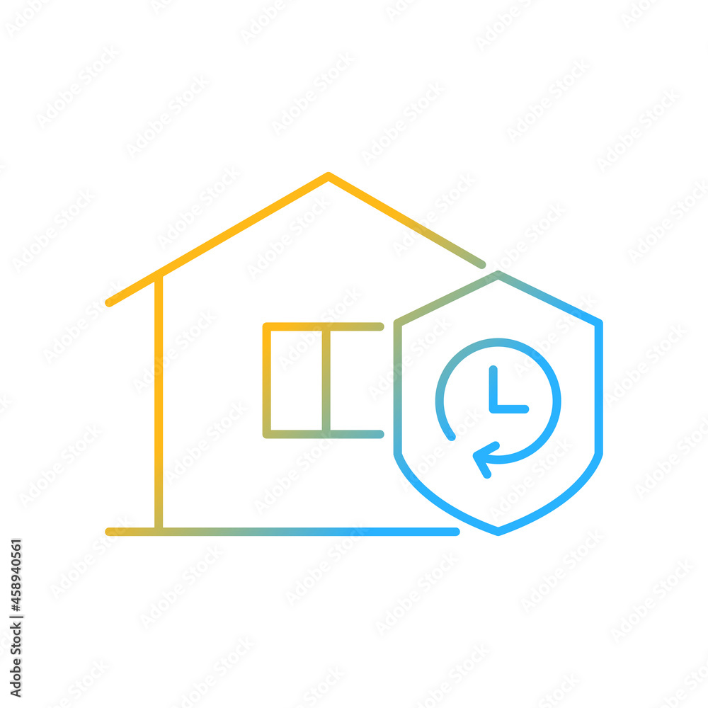 Durability gradient linear vector icon. Building materials reliability. House life expectancy. Building lifespan. Thin line color symbol. Modern style pictogram. Vector isolated outline drawing Durability gradient linear vector icon. Building materials reliability. House life expectancy. Building lifespan. Thin line color symbol. Modern style pictogram. Vector isolated outline drawing