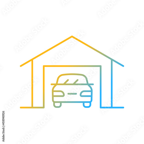 Parking space nearby gradient linear vector icon. Residential garage. Accessible space for vehicles. Garaging standards. Thin line color symbol. Modern style pictogram. Vector isolated outline drawing