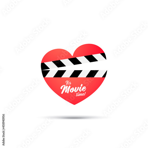 Romantic movie icon with heart clapper isolated