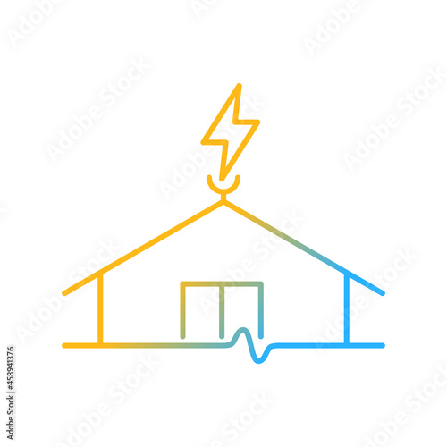 Lightning rod gradient linear vector icon. Protecting buildings from lightning strike damage. Prevent fire risk. Thin line color symbol. Modern style pictogram. Vector isolated outline drawing
