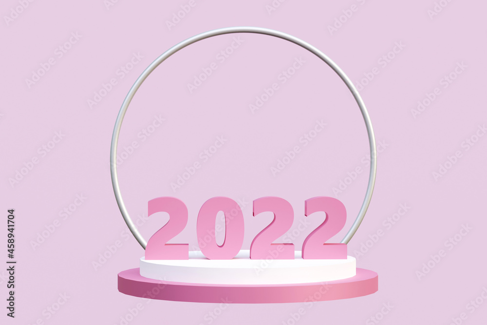 Studio with podium and cylindrical white and pink base. 3d render Studio with podium and cylindrical white and pink base. 3d render