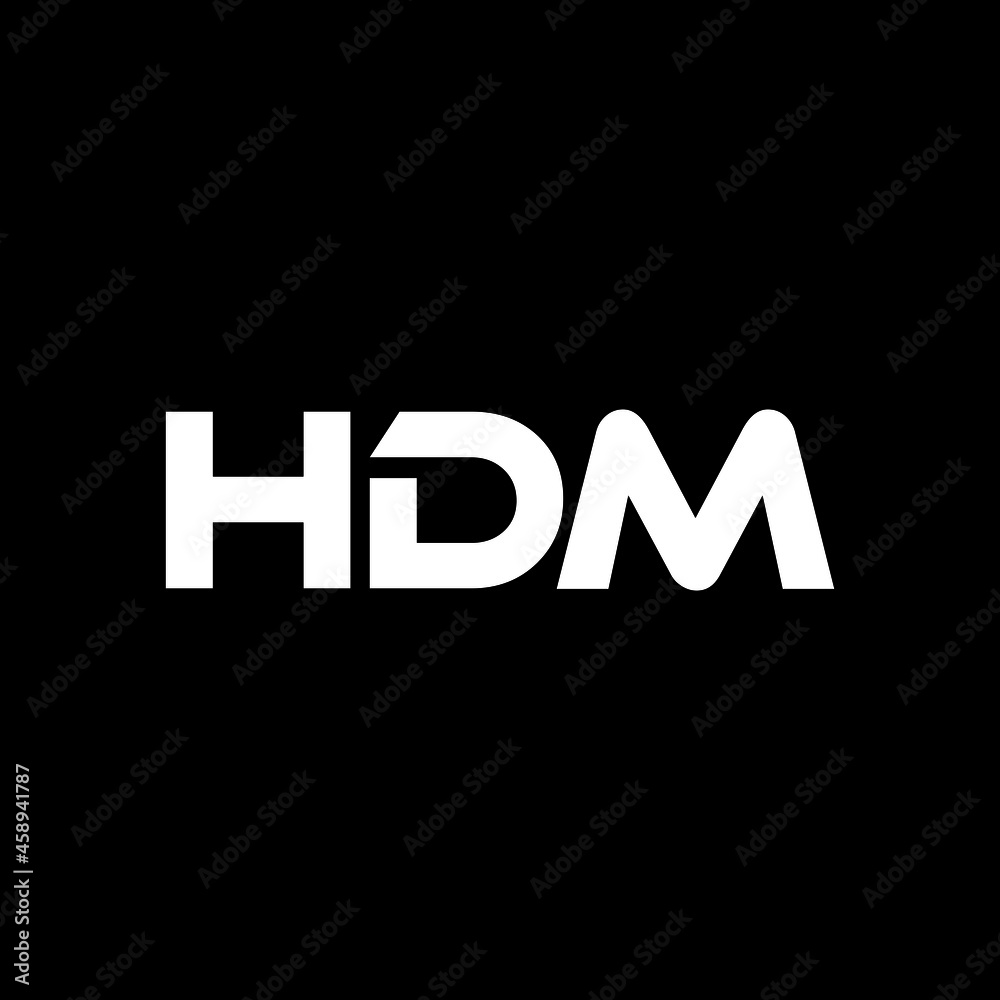 HDM letter logo design with black background in illustrator, vector logo modern alphabet font overlap style. calligraphy designs for logo, Poster, Invitation, etc.