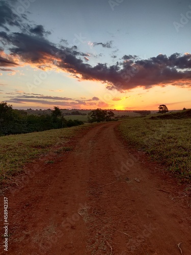 sunset on the road