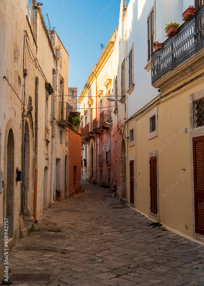Galatina, Lecce, Puglia, Italy - August 19, 2021: views and glimpses of the historic center 