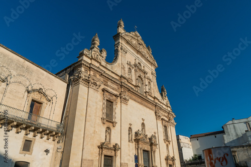 Galatina, Lecce, Apulia, Italy - August 19, 2021: Facade of the Church of the Saints Peter and Paul the Apostles photo