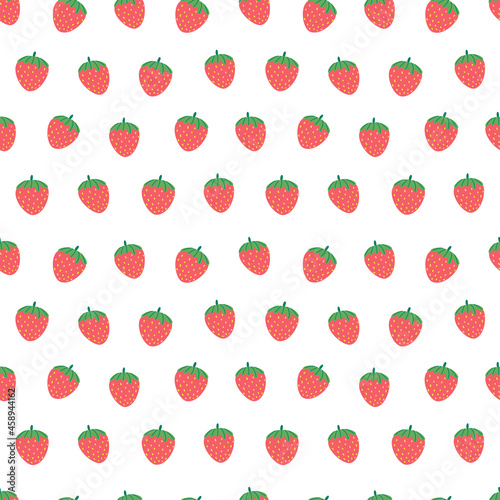 Strawberry seamless vector pattern. Repeating background with summer fruit. Use for fabric, gift wrap, packaging.