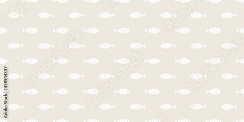 Nautical seamless pattern with swimming cartoon fish