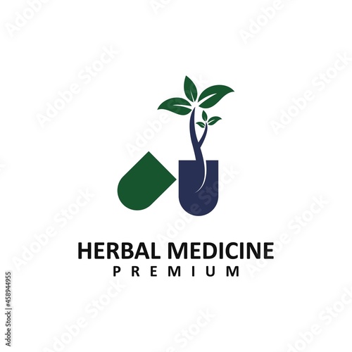 herbal medicine isolated on a white background. Can be used for pharmacy, homeopathy, alternative medicine, organic or natural concept logo design  © senja creative