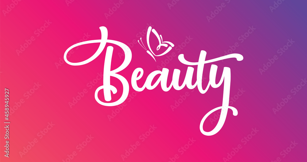 Fototapeta premium Smooth and bold handwritten English word Beauty title design using dual size stroke lines