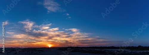 Panoramic sunset with golden cloudscape. Al Khor  Qatar