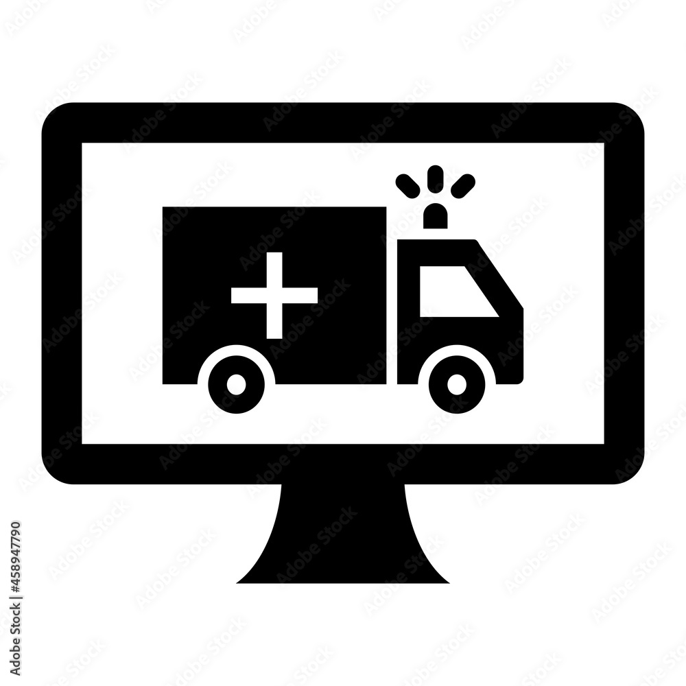 Vector Online Ambulance Glyph Icon Design Vector Online Ambulance Glyph Icon Design