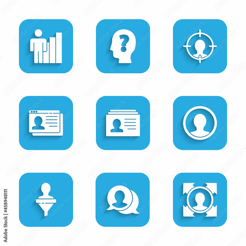 Set Resume, Speech bubble chat, Head hunting, Create account screen, and Productive human icon. Vector Set Resume, Speech bubble chat, Head hunting, Create account screen, and Productive human icon. Vector