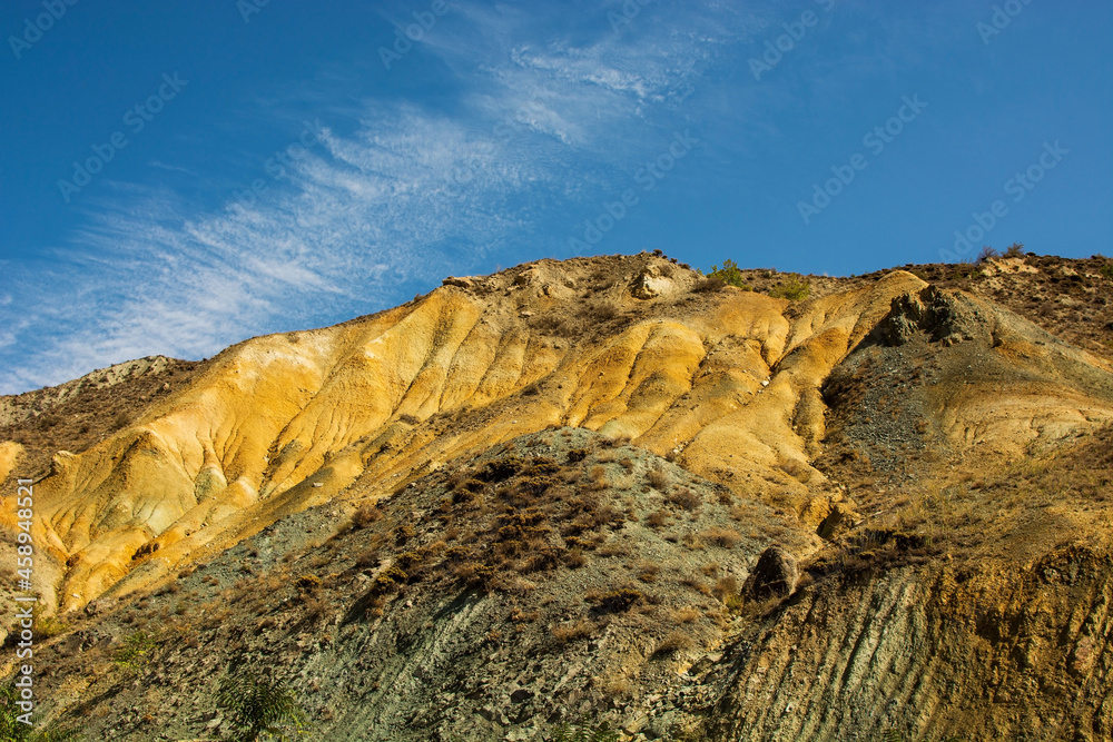 A mountain landscape in Erzincan. Erosion barren land. A mountain landscape in Erzincan. Erosion barren land.