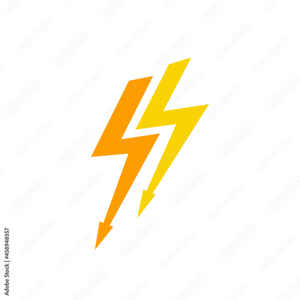 Lightning flash, flat icon. Isolated on white background vector illustration. Lightning flash, flat icon. Isolated on white background vector illustration.