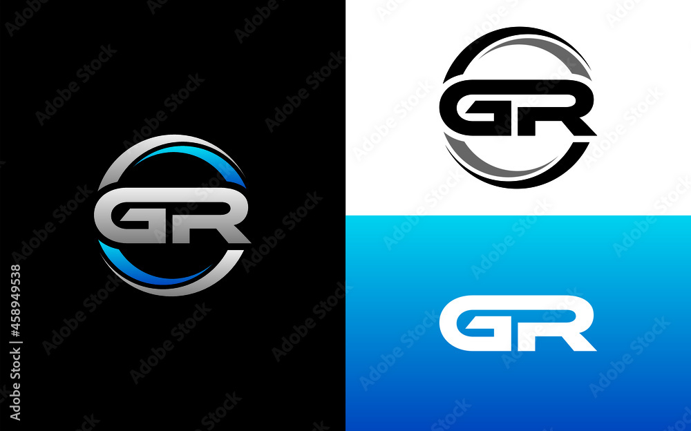 GR Letter Initial Logo Design Template Vector Illustration - obrazy, fototapety, plakaty 
