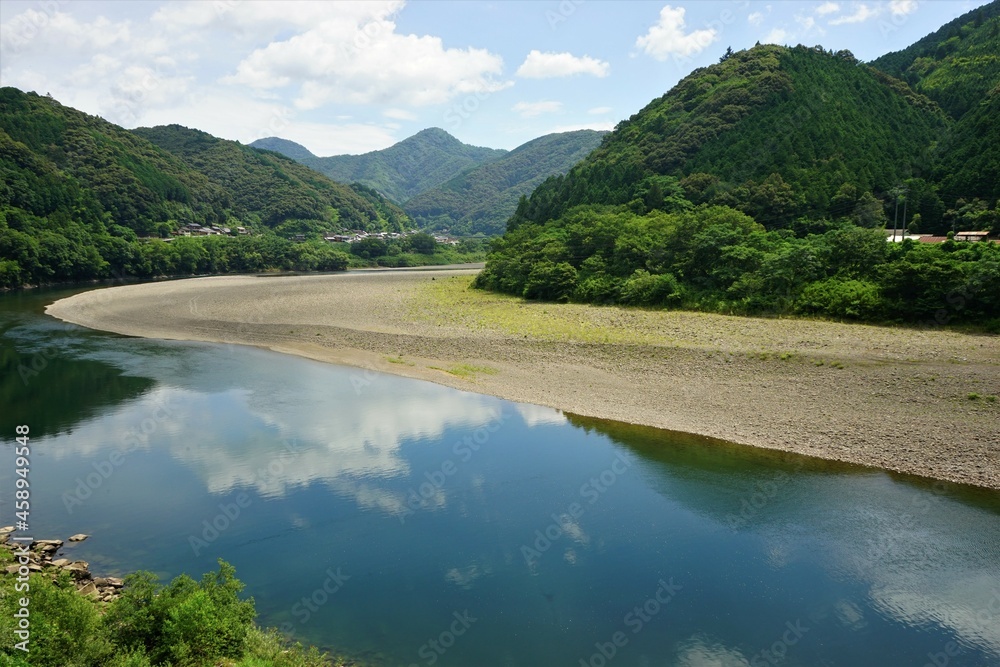 Shimanto River Valley, Curved River and Rural Landscape in Kochi, Shikoku, Japan - 日本 四国 高知 四万十川