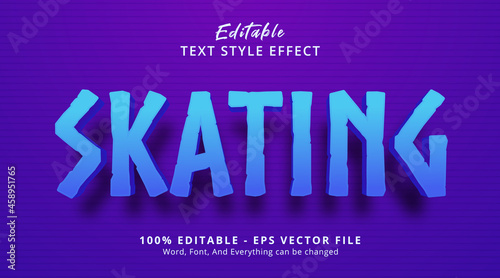 Editable text effect, Skating text on blue and purple color style