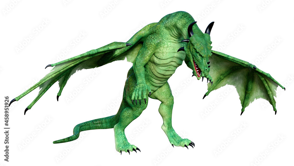 3D Rendering Fairy Tale Dragon on White 3D Rendering Fairy Tale Dragon on White