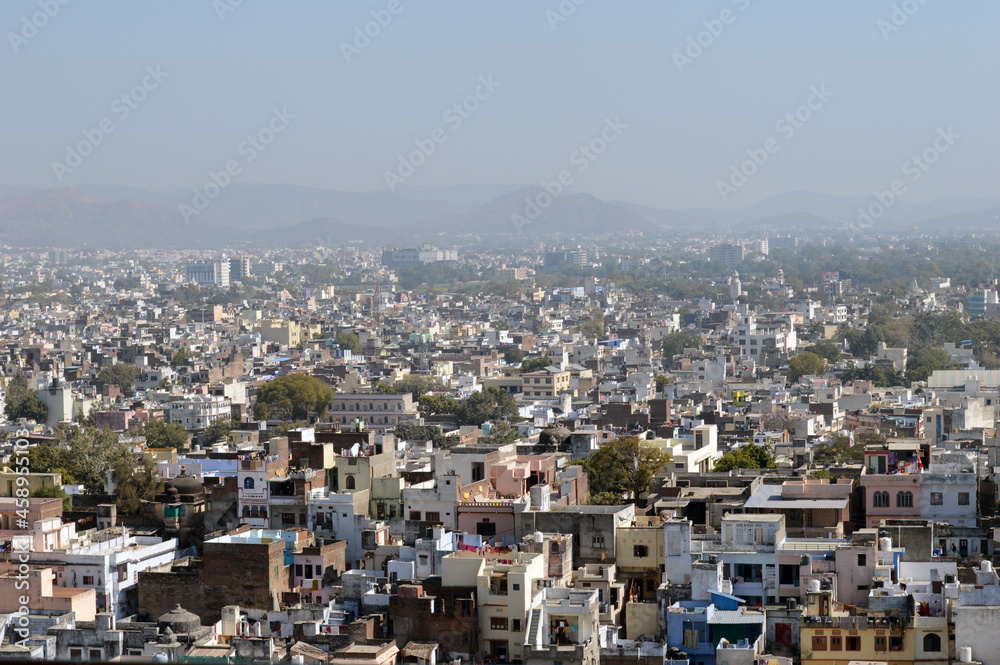 Aerial view of UDAIPUR city, Rajasthan, India