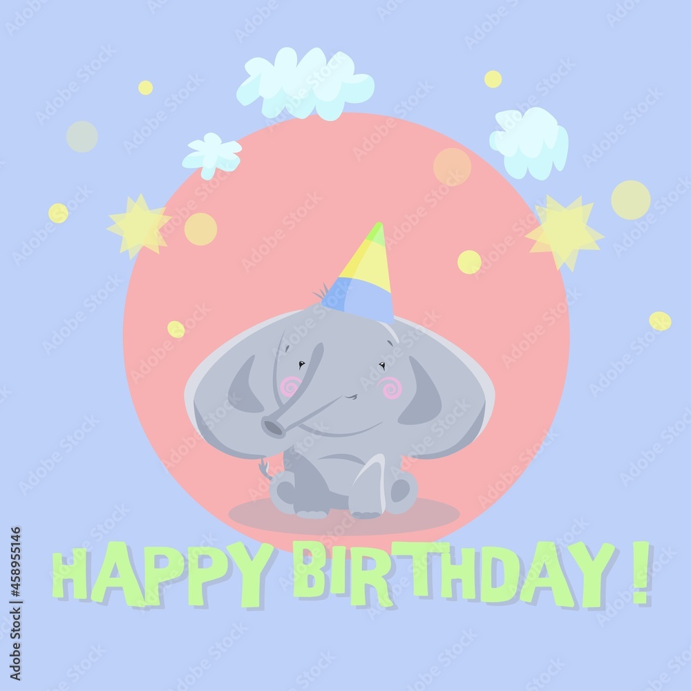  boy birthday party invitation with cute elephant 