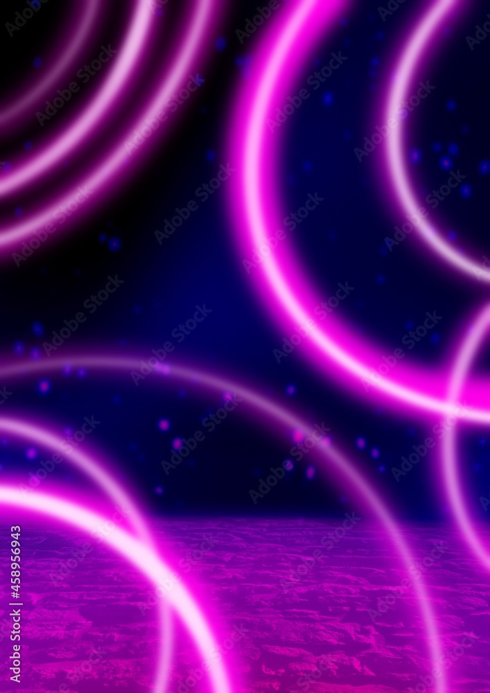Neon background. Modern style. Neon stripes on a dark background. Empty dark room background. Empty walls, neon light, glow. Valentines Day.
