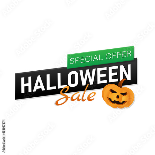 Happy Halloween sale banner or invitation. Pumpkin.