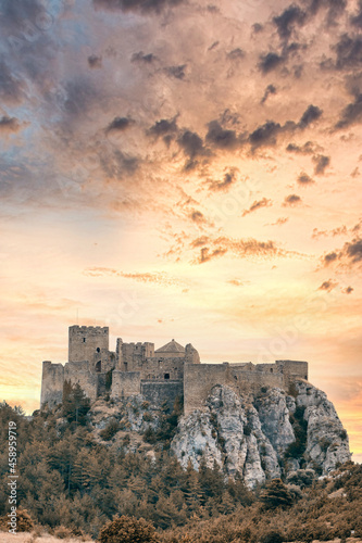 Beautiful sunset in the castle of Loarre in Huesca