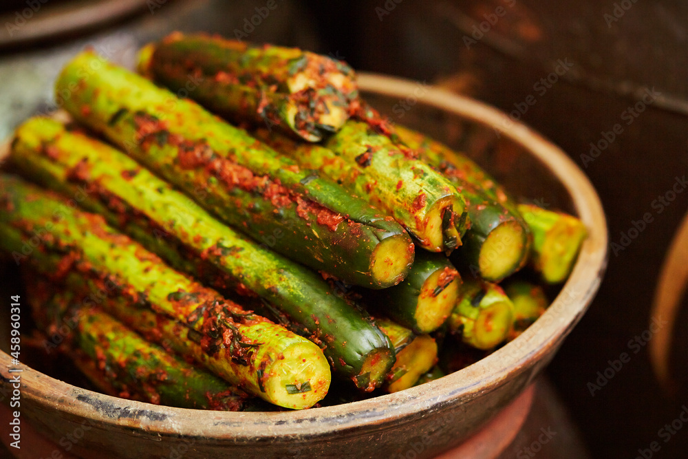 cucumber kimchi, Korean spicy pickles dish cucumber kimchi, Korean spicy pickles dish