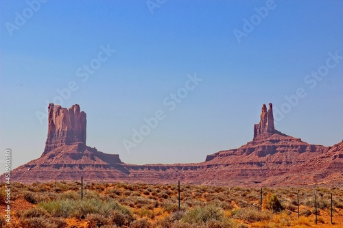 Large Valley With Rock Formations In Southwest U.S.