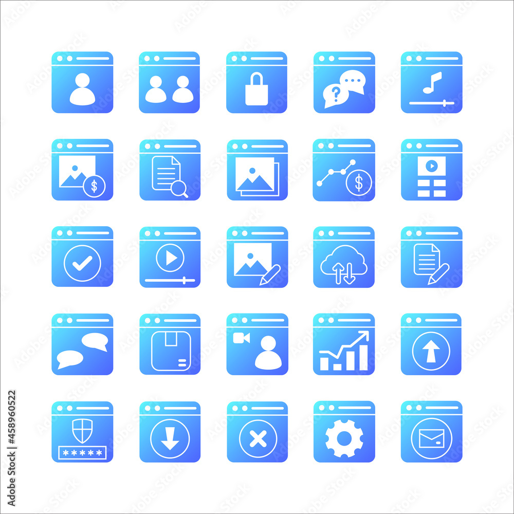 Website icon set vector gradient for website, mobile app, presentation, social media. Website icon set vector gradient for website, mobile app, presentation, social media.
