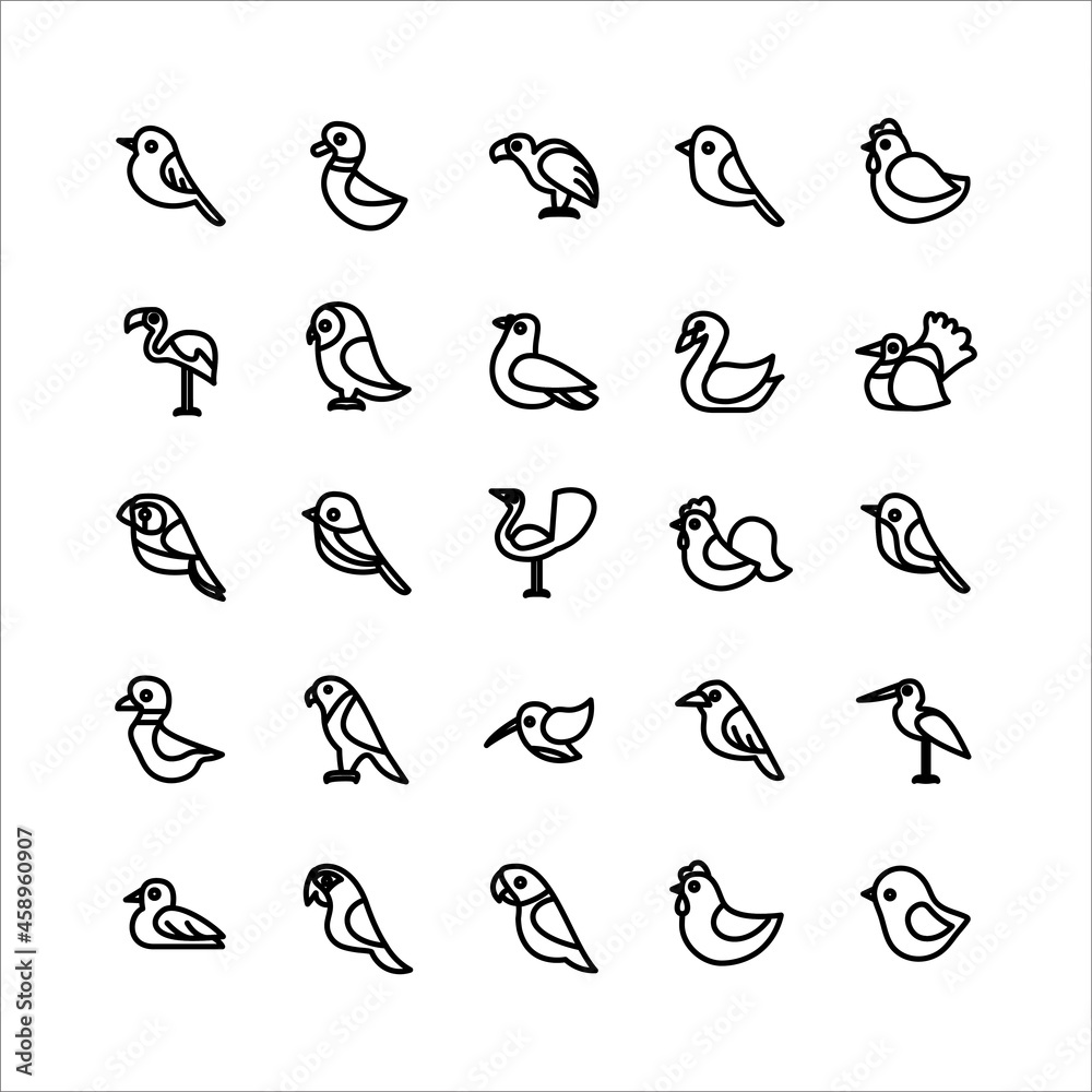 Bird icon set vector line for website, mobile app, presentation, social media. Bird icon set vector line for website, mobile app, presentation, social media.