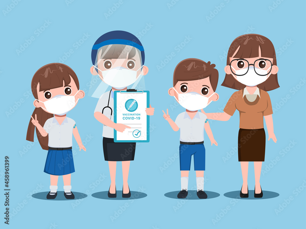 Children Student get vaccines with doctor to protect from viruses. Children Student get vaccines with doctor to protect from viruses.
