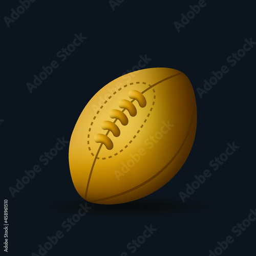 Golden American Football Ball vector Emoji illustration. 3d cartoon Style Ball isolated on background. 