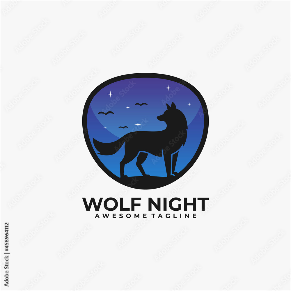 Wolf colorful logo design template