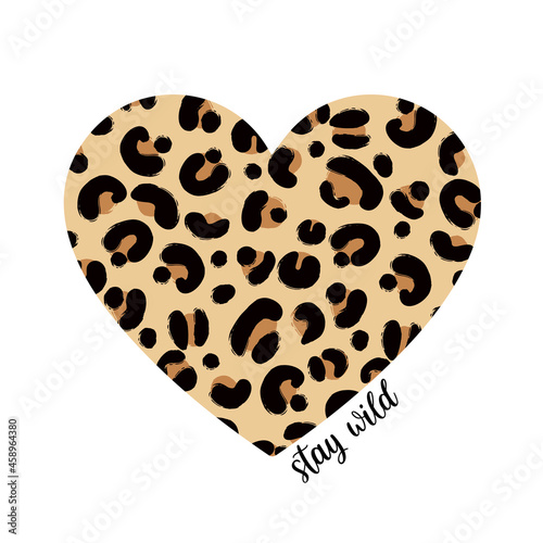 Stay wild illustration with leopard print. Inspirational and motivational quote for prints.	