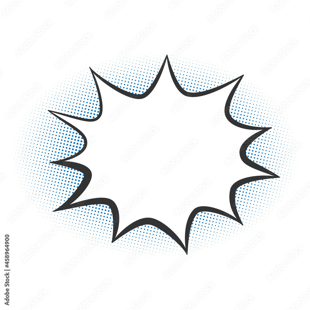 empty burst speech bubble with copy space on halftone background, vector illustration empty burst speech bubble with copy space on halftone background, vector illustration