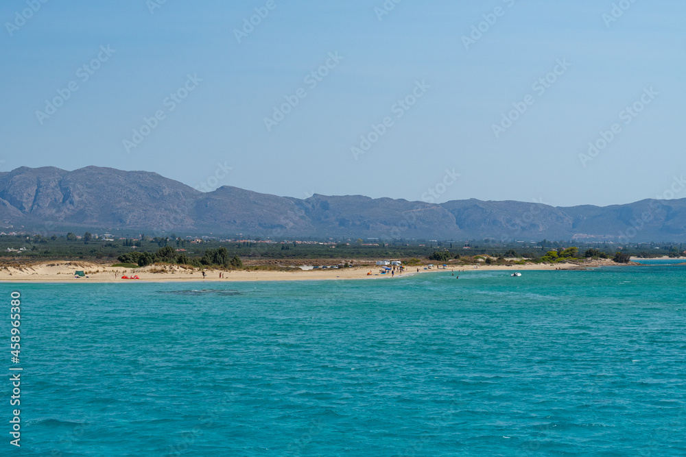 Pounta beach view from ship near Elafonisos island, Greece