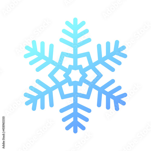Blue gradient snowflake. Icon logo design. Ice crystal winter symbol. Template for winter design. 