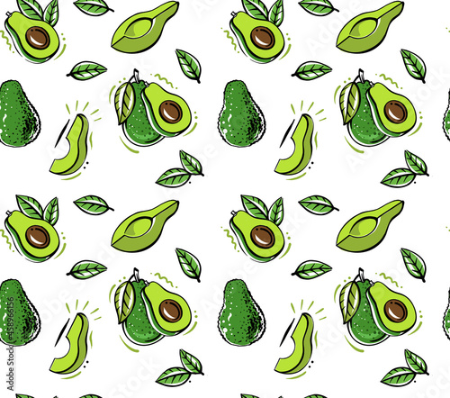 Fresh avocado vector seamless pattern texture for background