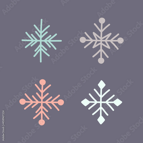 Concept of Christmas elements - hand drawn snowflakes. Vector