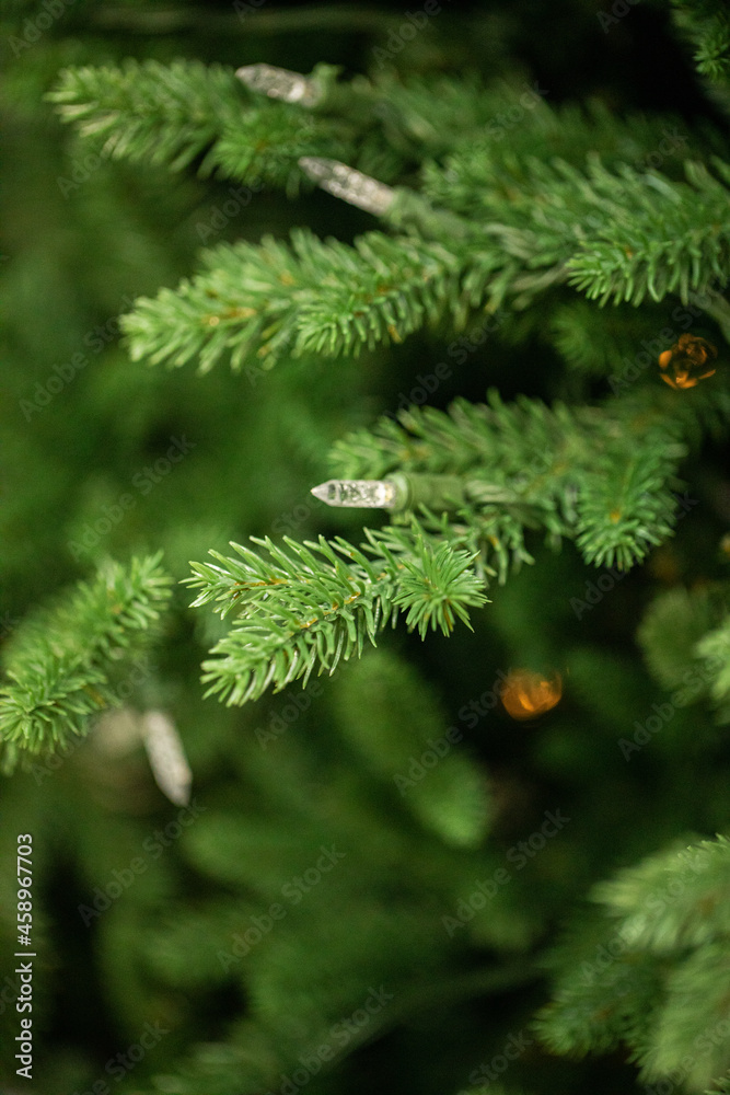 branches of a Christmas tree with garlands branches of a Christmas tree with garlands