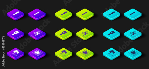 Set Paint bucket, Painting the house, brush, Car painting, and icon. Vector