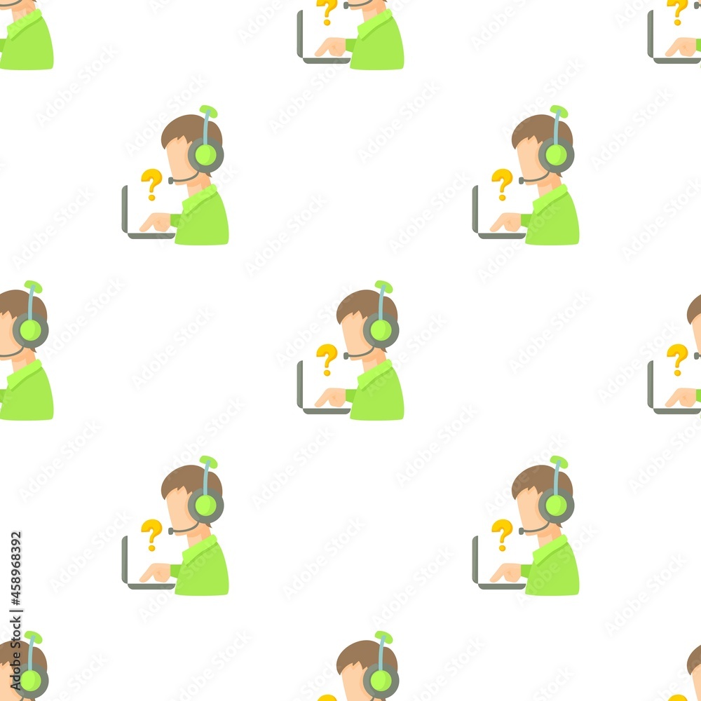 Call center operator with headset and laptop pattern seamless background texture repeat wallpaper geometric vector Call center operator with headset and laptop pattern seamless background texture repeat wallpaper geometric vector