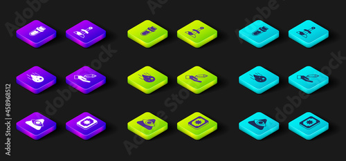 Set All-seeing eye of God, Tarot cards, Fireball, Magic stone, Sword the and Bottle with potion icon. Vector