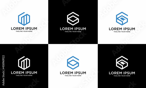 Set Initial letter G hexagon logo design template elements - Vector