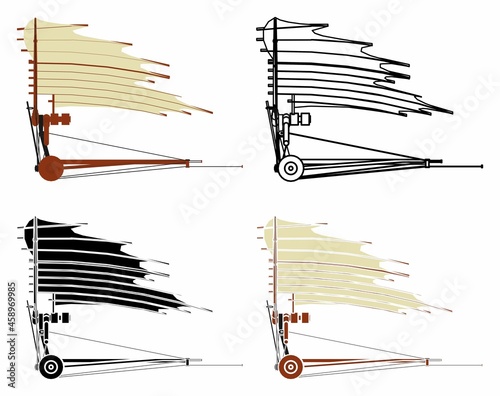 Flying machine of Da Vinci in right view