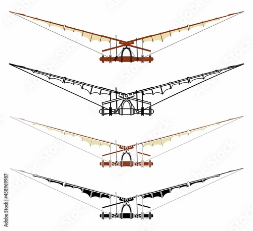 Flying machine of Da Vinci in front view